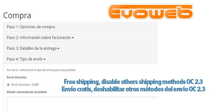 [VQMOD] Free shipping, disable others shipping methods OC 2.3