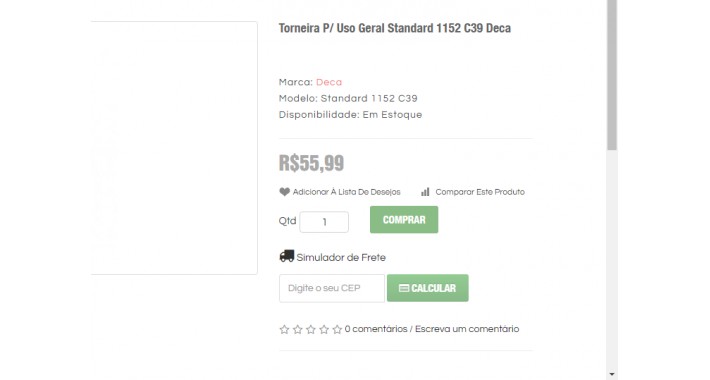 Simulador de frete no produto