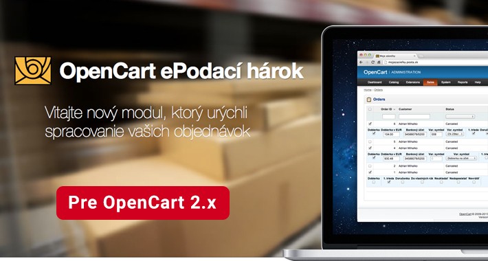 Opencart modul pre ePodací hárok Slovenskej Pošty pre OC 2.X