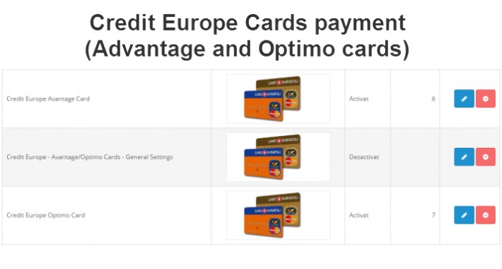 Credit Europe Cards payment (Advantage and Optimo cards) Credit Europe Cards payment (Advantage and Optimo cards)
