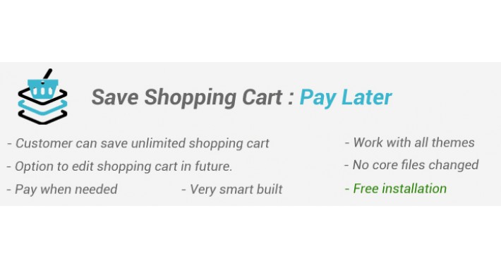 Save Shopping Cart : Pay Later