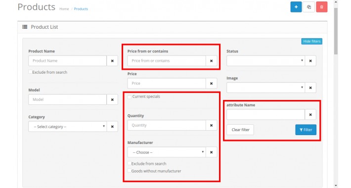 Slasoft EAPF Extend Admin Product Filter (OC ver2.3)