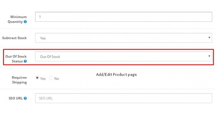 Fix admin Out Of Stock Status, OpenCart 2.x, 3.x (ocmod)