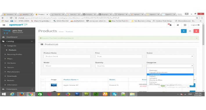 product search by category  in admin