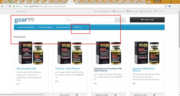 Information page show on header