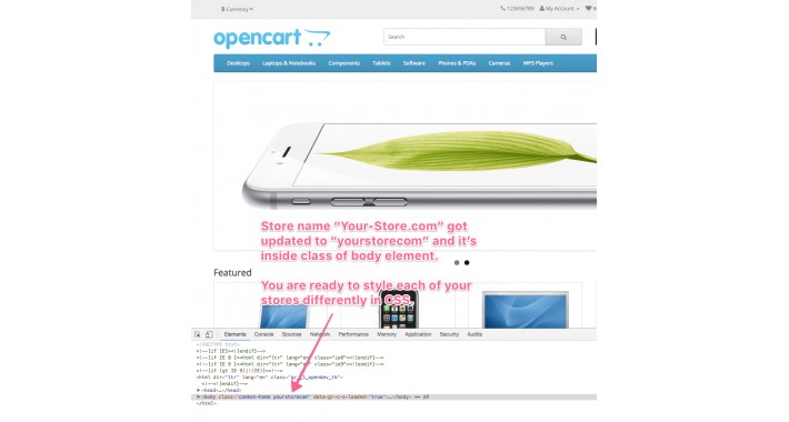 Store name in body class in catalog (OCmod)