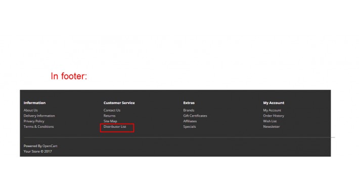 Distributor Extension for opencart