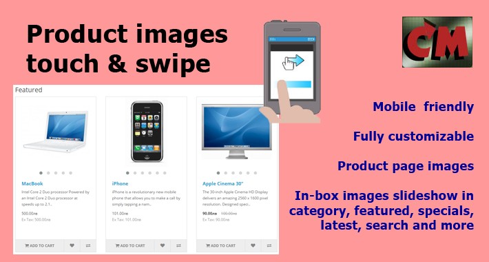Product images touch and swipe