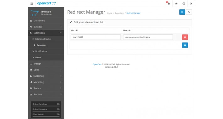 301 Redirect Manager (for Opencart 2.3)