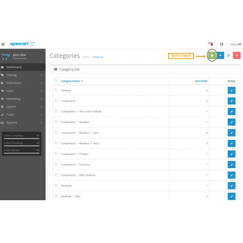 OpenCart - Import Category And Product Data (OCMOD)