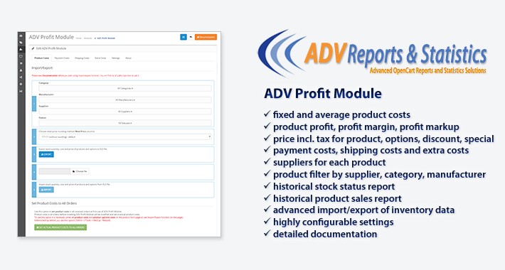 ADV Profit Module v4.8 (product costs, profit, margin, markup)