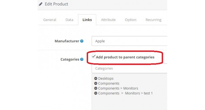 Add product to parent categories