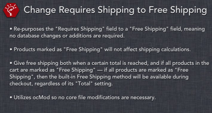 [OLD] Change Requires Shipping to Free Shipping