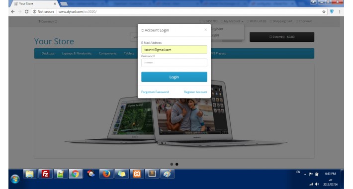 Customer Login Pop up