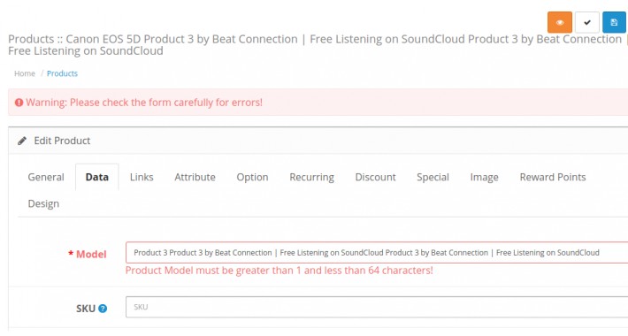 Product Model More Then 64 Characters 