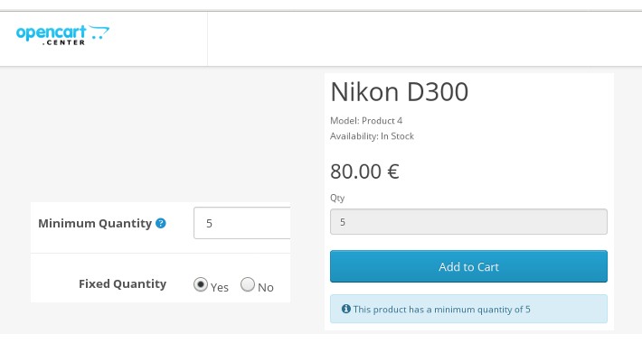Product - Order Quantity fixed