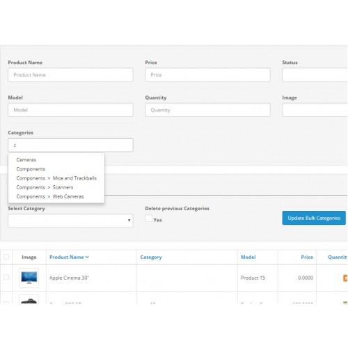 OpenCart - Bulk Add/Delete/Update Products to Category 2.x