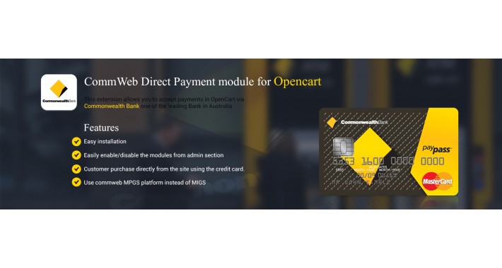 Commweb Direct Payment module for Opencart