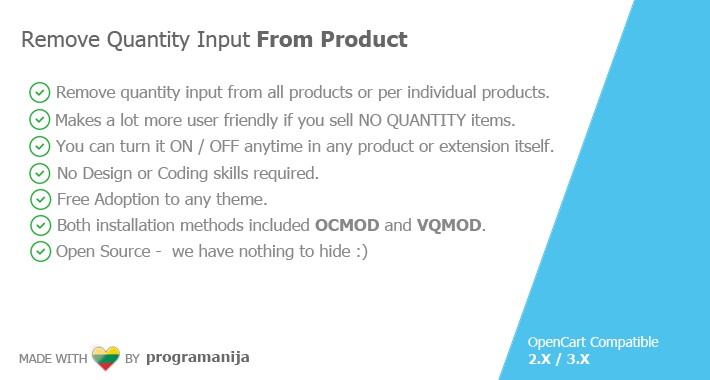 Remove Quantity Input From Product