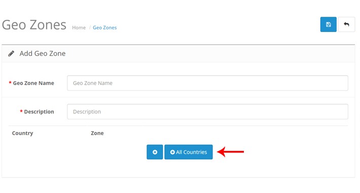 Add All Countries Button On Geo Zones Page
