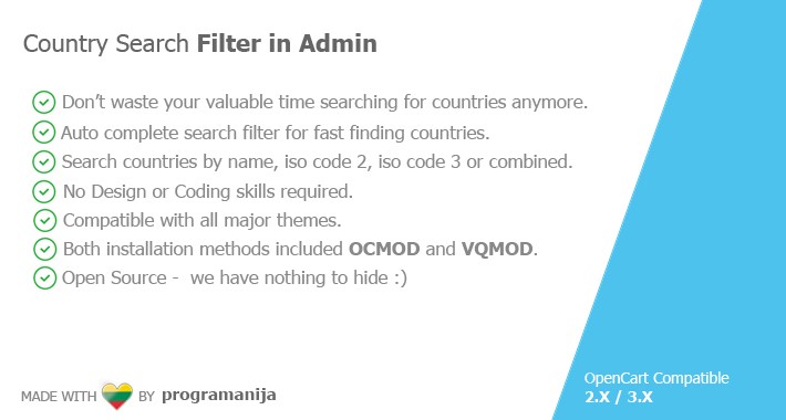 Country Search Filter in Admin