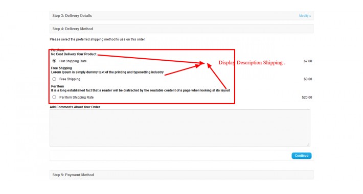 Shipping method descriptions in Checkout