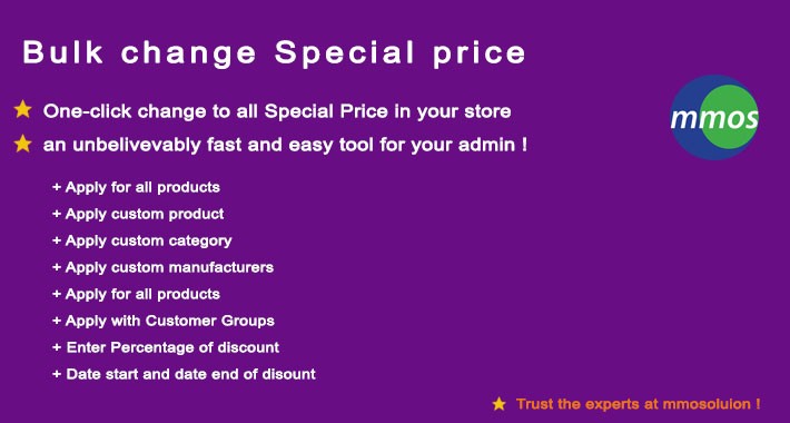Bulk change Special price - Special Price Manager
