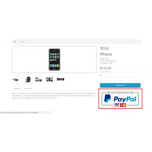 OpenCart - Paypal Secure Payment Logo