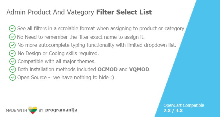 Admin Product And Category Filter Select List