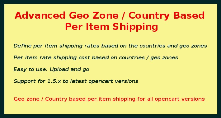 Geo Zone  / Country Based Per Item Shipping