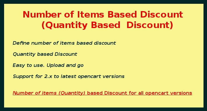 Number of Items Based Discount / Quantity Based Discount