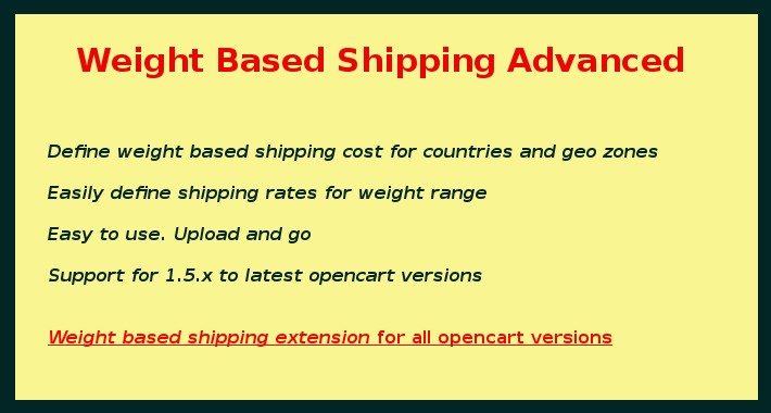 Weight Based Shipping Advanced