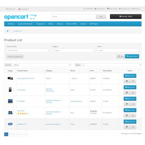 Product list 2. Product list. Featured products OPENCART. Production list.