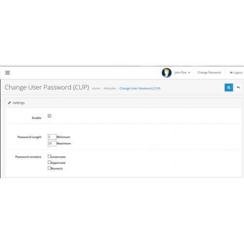 OpenCart Change User Password (CUP)