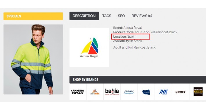Add Product Location on Product Page