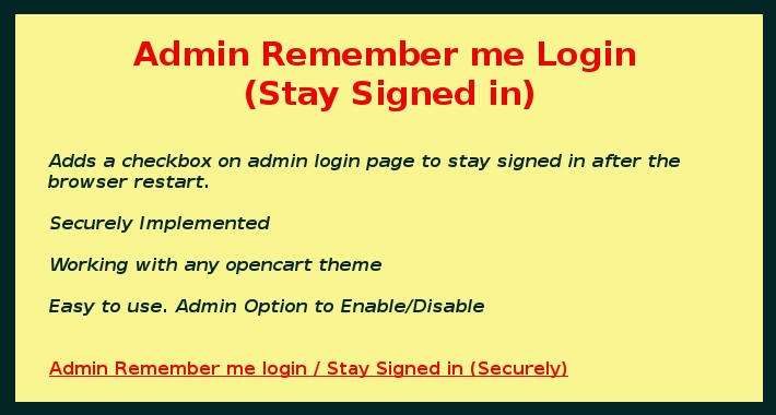 Admin Remember Me Login(Stay Signed In)