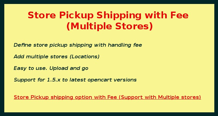 Store Pickup Shipping with Fee (Multiple Stores)