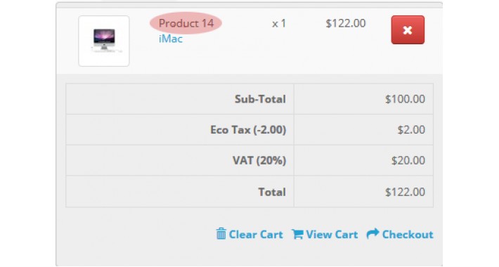 Model Number In Mini Cart For Opencart Version 2.3.0.2