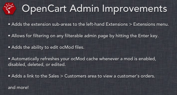 OpenCart Admin Improvements