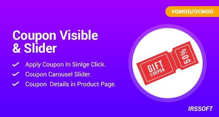 Coupon Visible & Slider  VQMOD / OCMOD