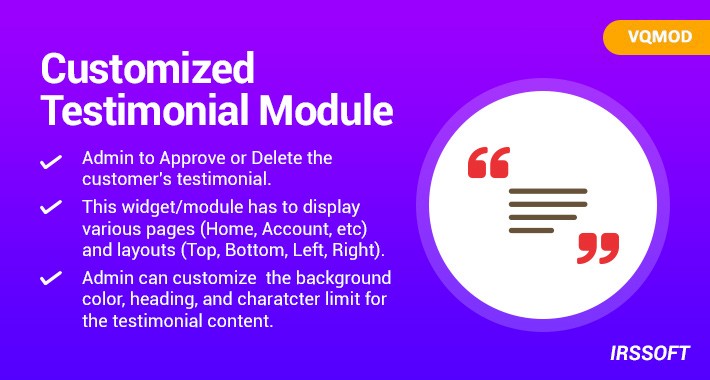 Customized Testimonial Module (VQMOD)