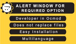 ALERT WINDOW FOR REQUIRED OPTIONS