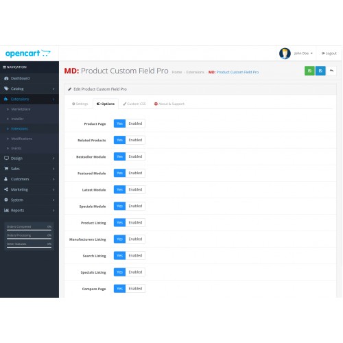 OpenCart - Product Custom Field Pro - With Additional Fields