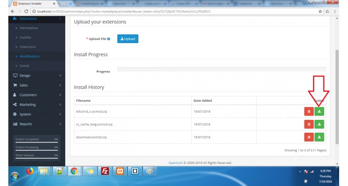 OpenCart - Download Installed Extension 3.x