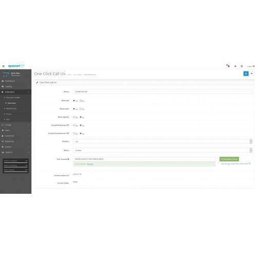 OpenCart - One Click Call Us