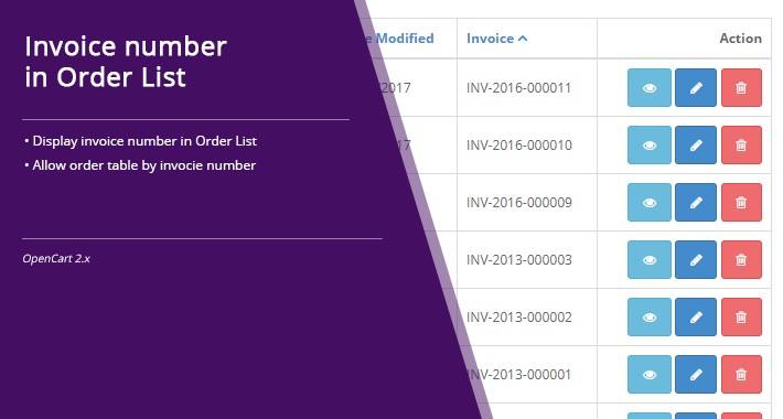 Invoice number in Order List