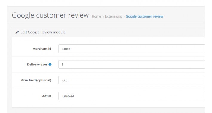Google Customer  Review ( with admin settings )