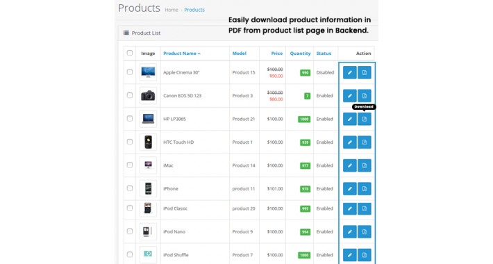 DOWNLOAD PRODUCT PDF IN ADMIN AND FRONT