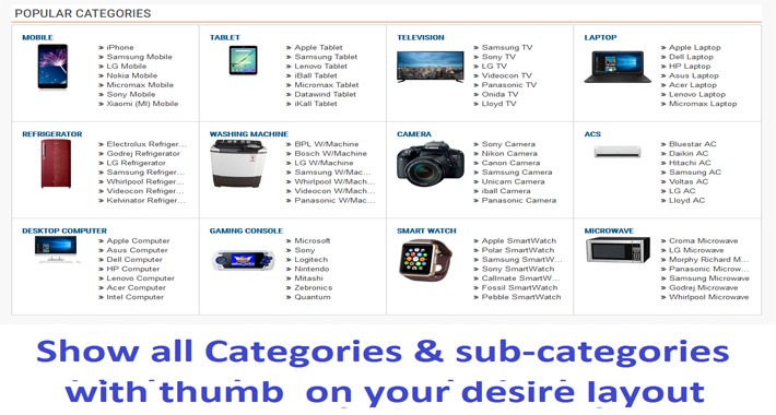 Category Wall with image and sub-category