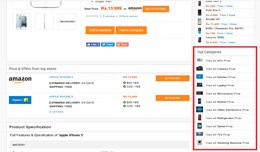 Categories on side column with images